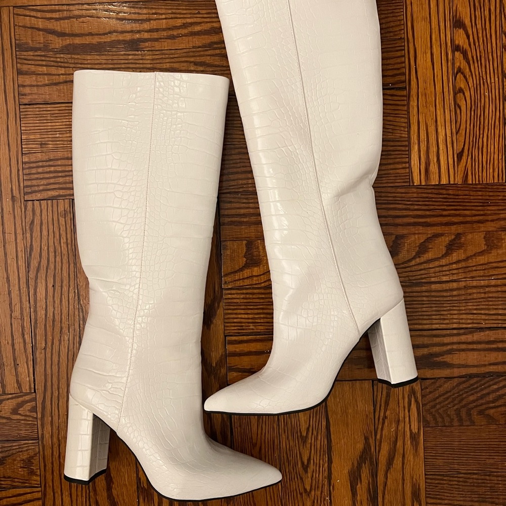 white knee high boots